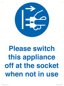 Please switch this appliance off at the socket when not in use